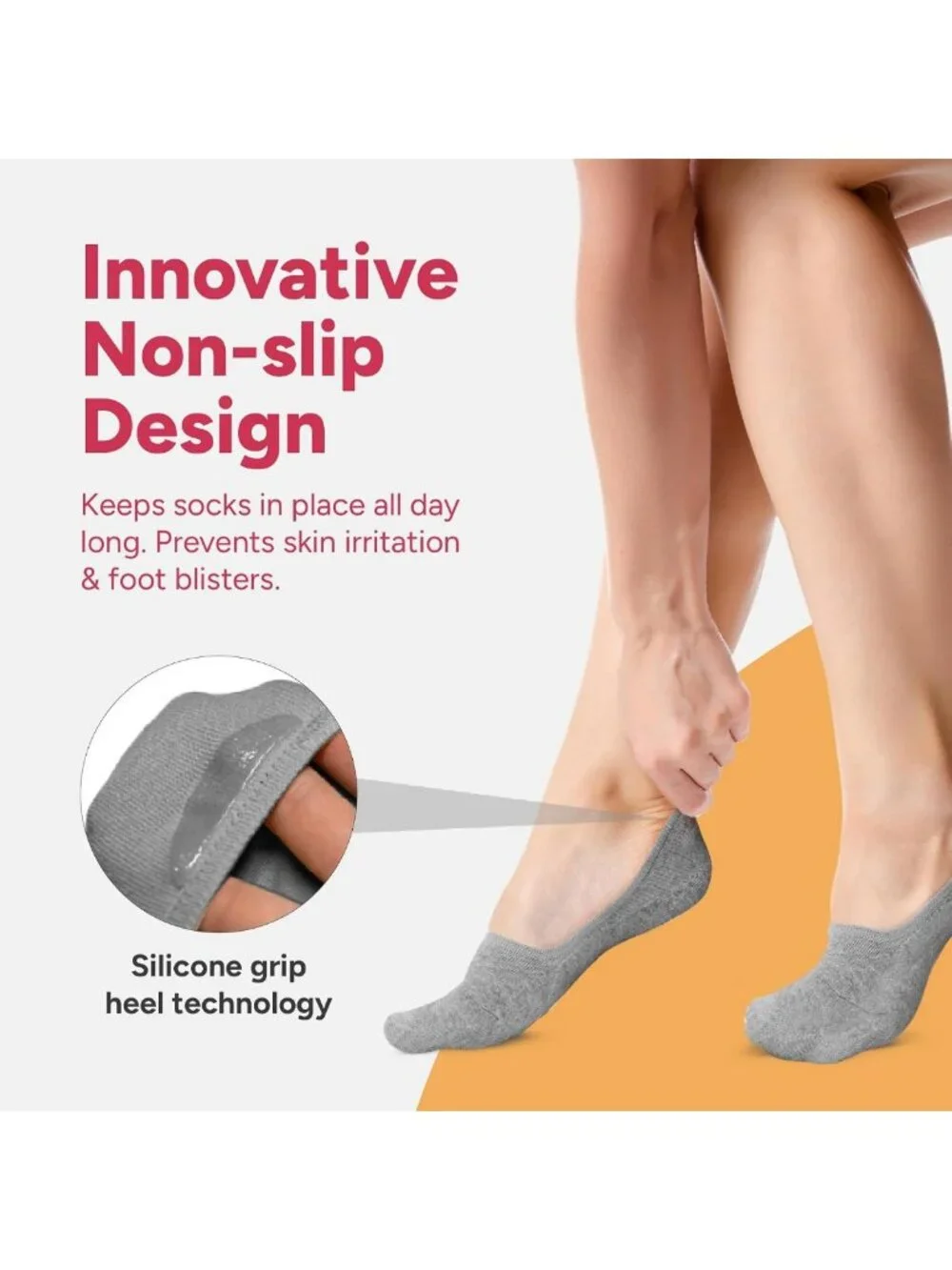 Invisible No Show Socks for Women, Non-Slip Low Cut Liner, Soft & Stretchable